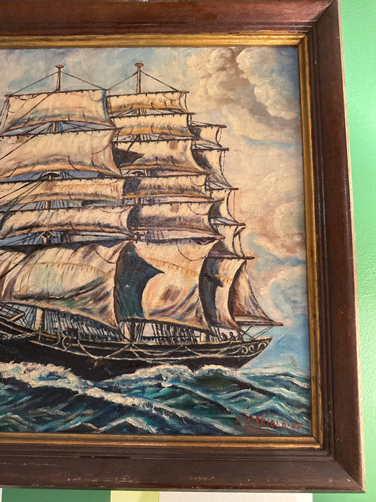 Maritime Oil painting “Tall Masted Ship”