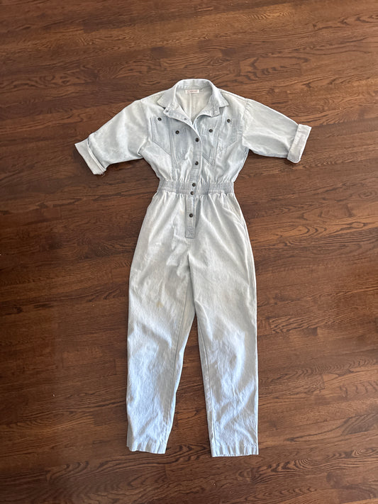 1980s IDEAS light wash denim jumpsuit