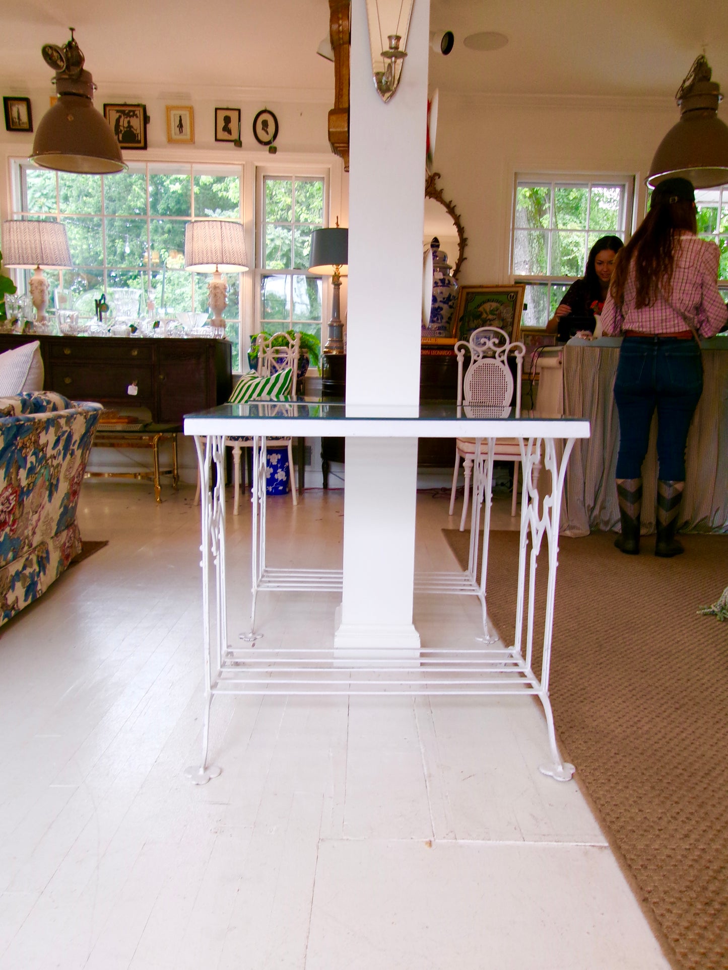White Clover Leaf Iron + Glass Table