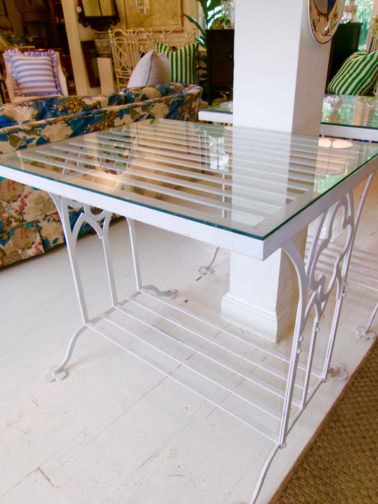White Clover Leaf Iron + Glass Table