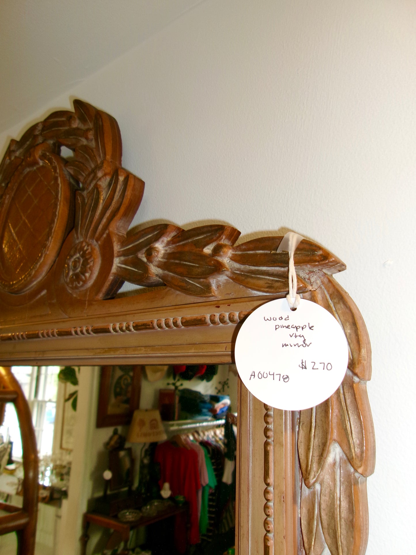 Wood Pineapple Vintage Mirror