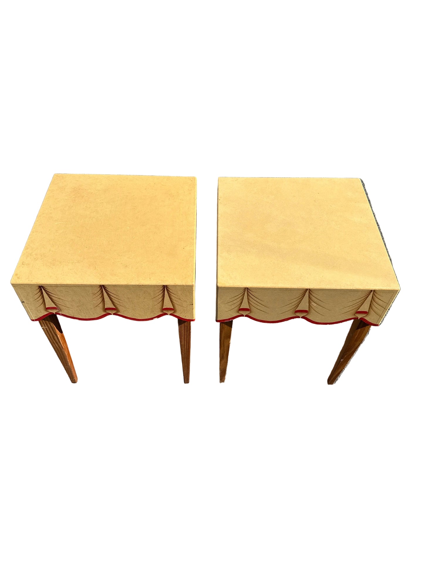 Pair of Patterson Studio faux painted swag side tables