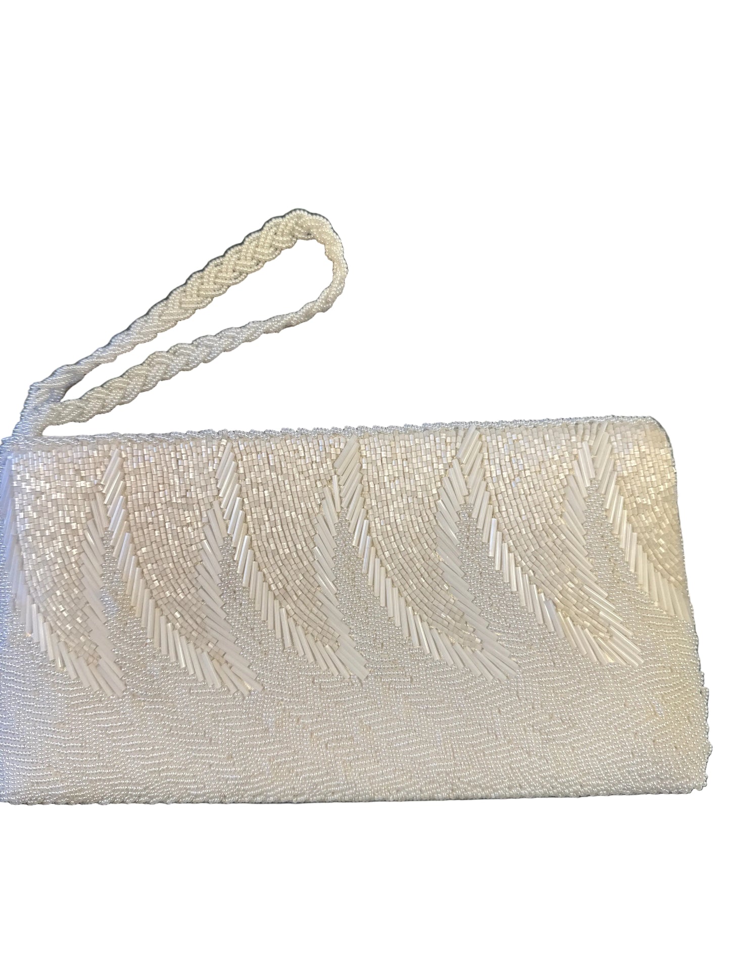 Ivory Hand-Beaded Vintage Clutch