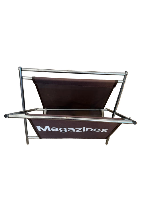 Vintage Chrome & Canvas Magazine Rack