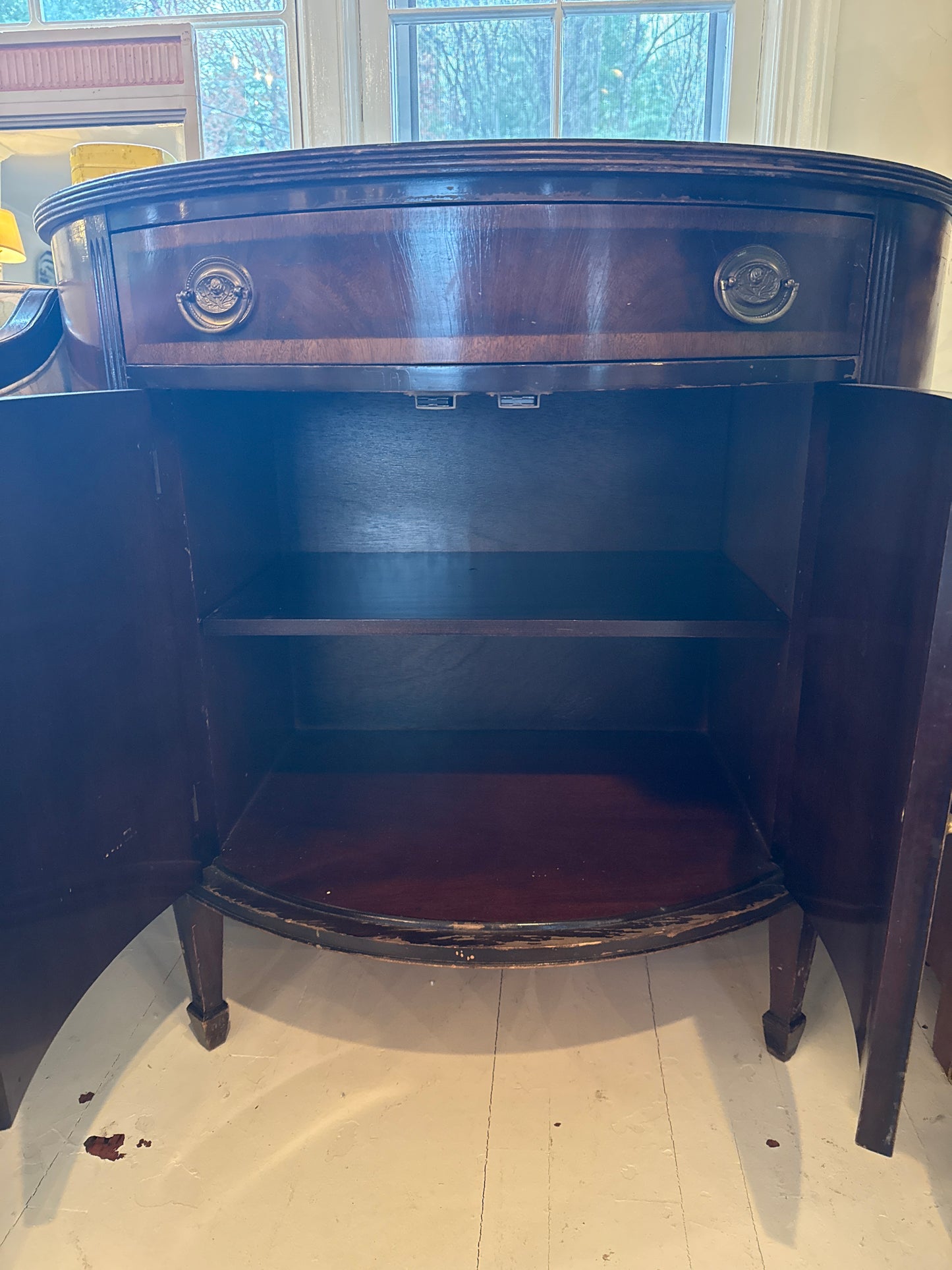 Vintage Demilune Mahogany Cabinet with Inlay