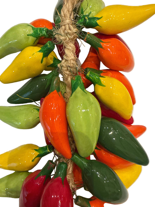 Ceramic Multicolor Strand Pepper Ristra - Jalapeno