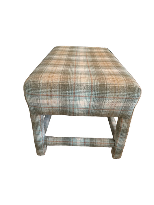 Vintage Plaid Upholstered Bench