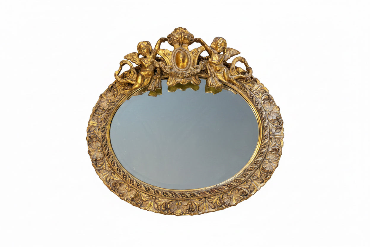 Vintage gilt landscape oval Mirror