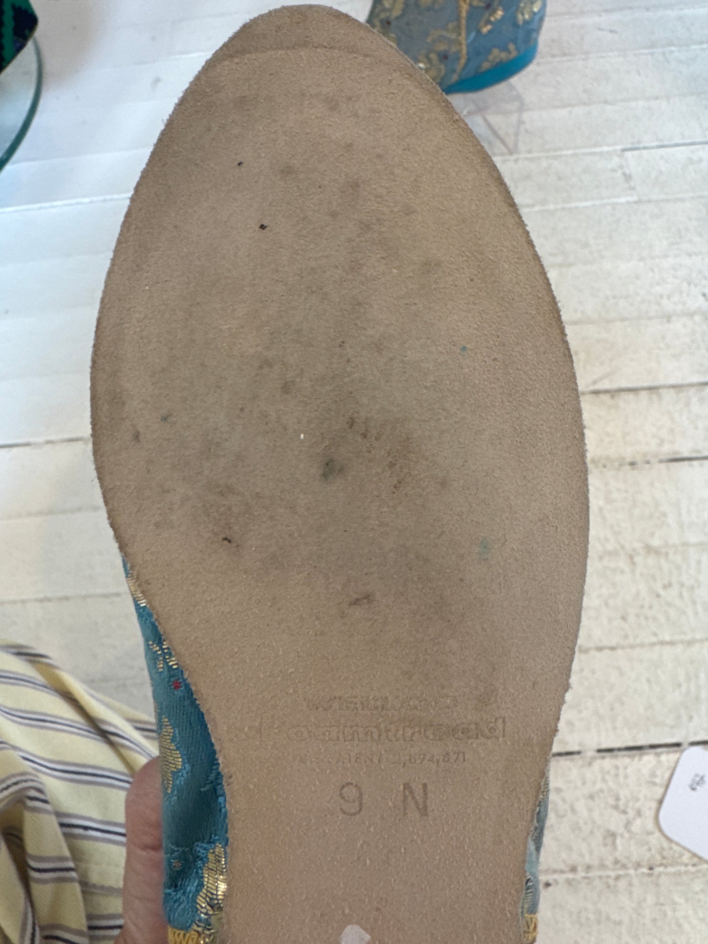 1970s baby blue slipper shoes