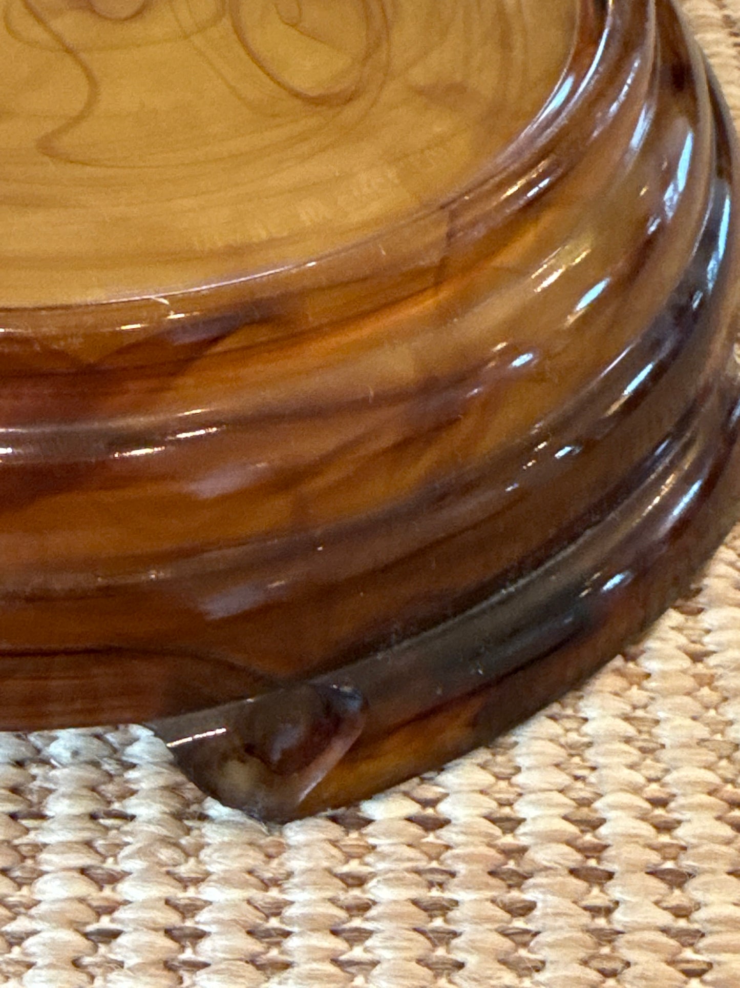 Vintage Davidson Amber Pressed Glass Pedestal Bowl C. 1930