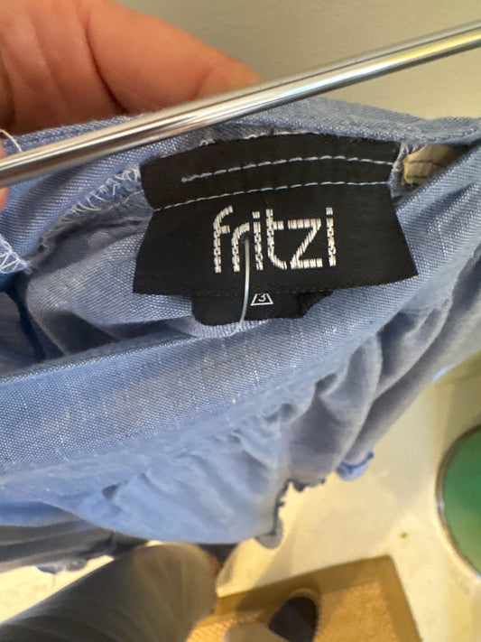 Vintage Fritzi princess cut Chambray midi ruffle skirt