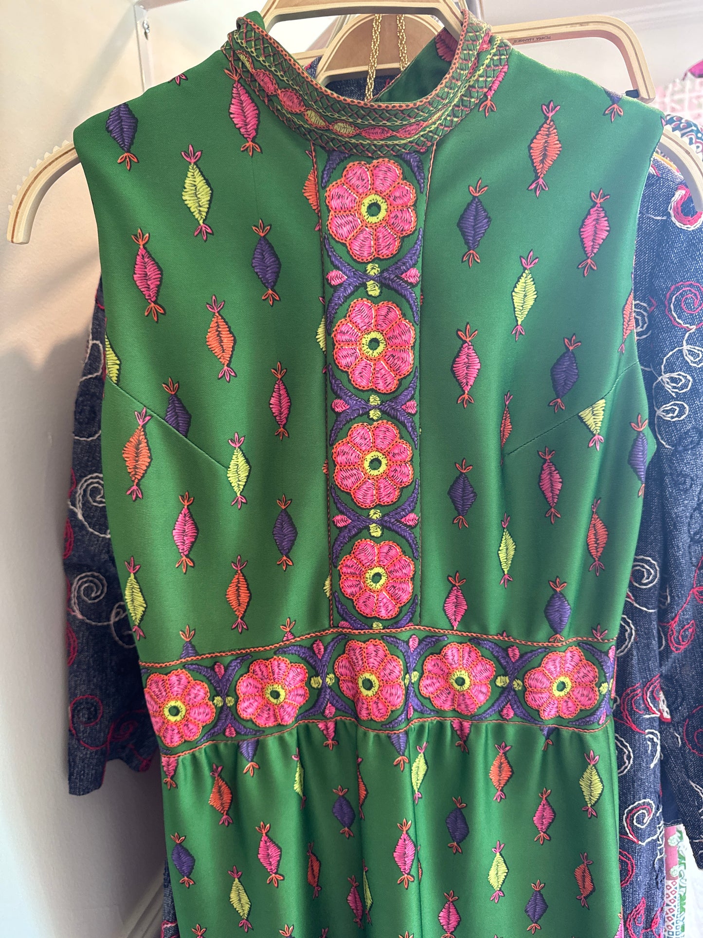 1970s gemstone maxi dress made in Italy