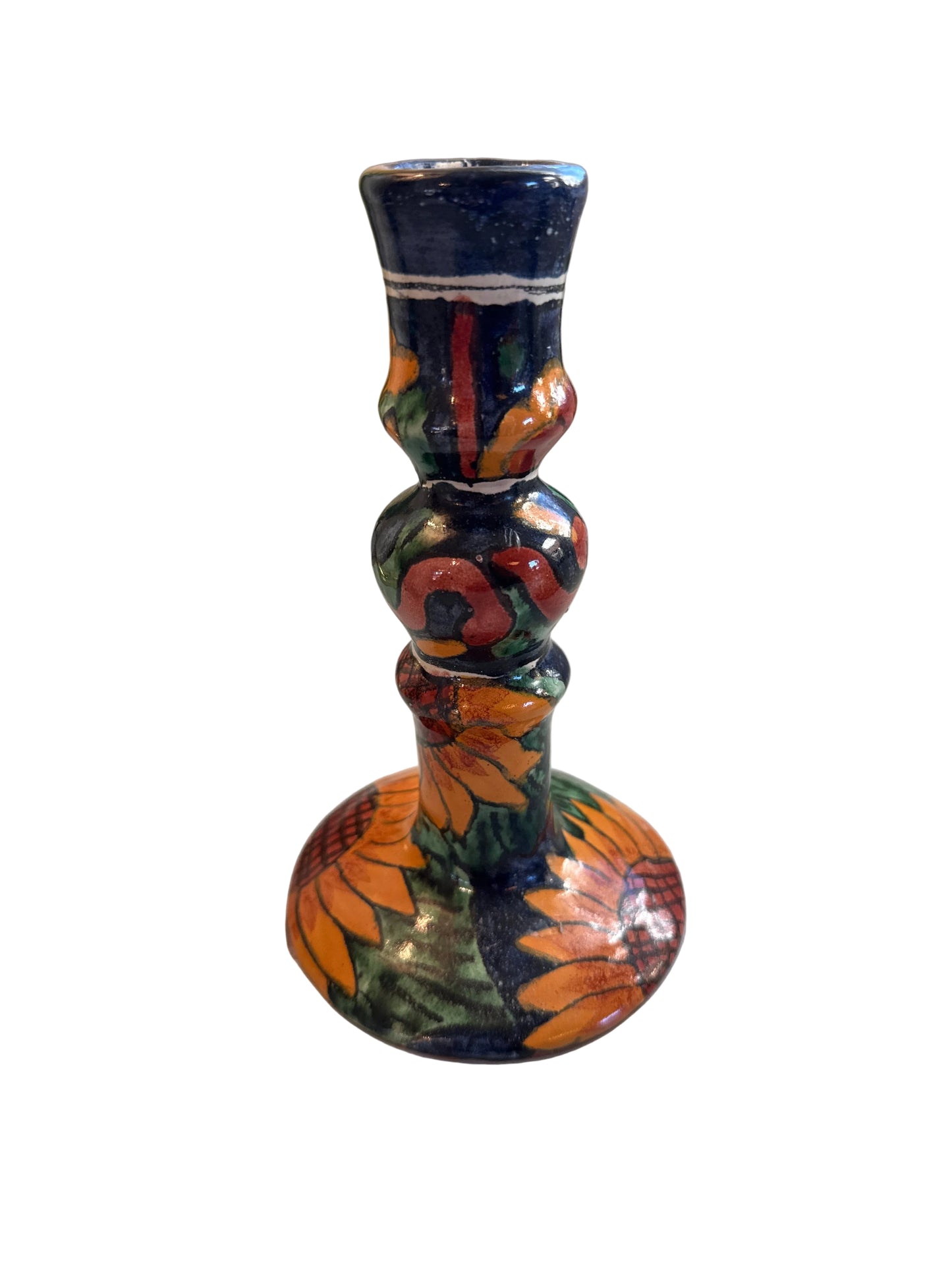 Vintage Hand-Painted Talavera Candlestick