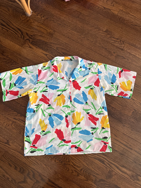 1980s perfectly worn cotton abstract button up
