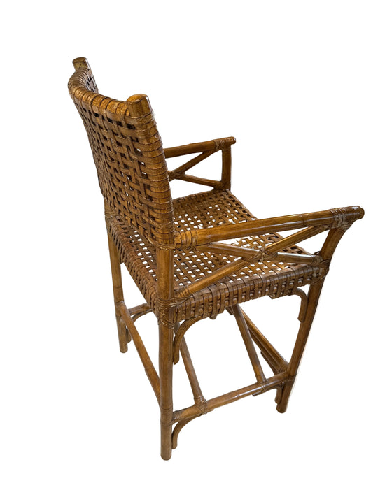 Vintage McGuire Woven Rattan Barstool