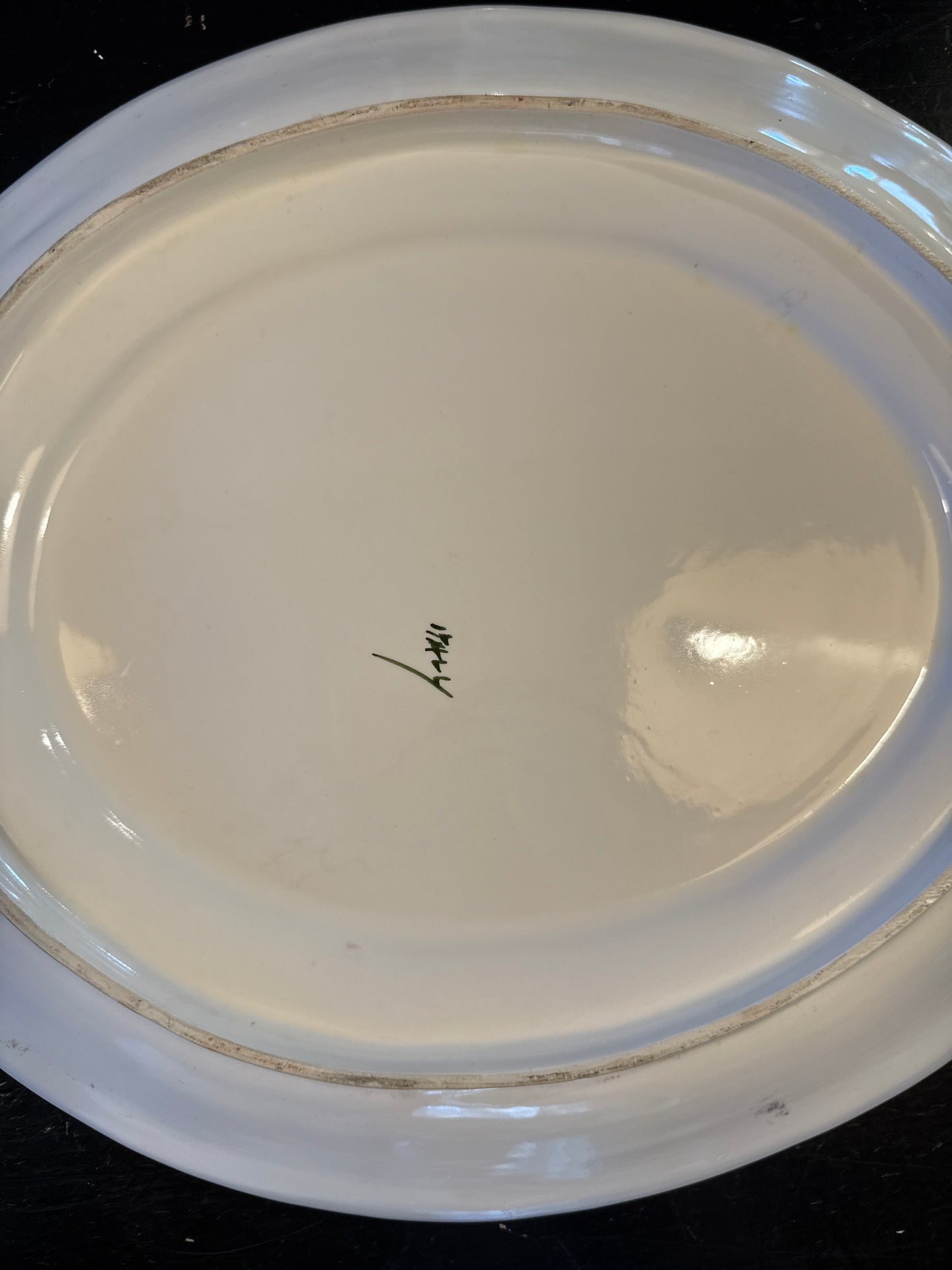 Vintage Hand-Painted Faience-Style Tureen Bowl with Underplate