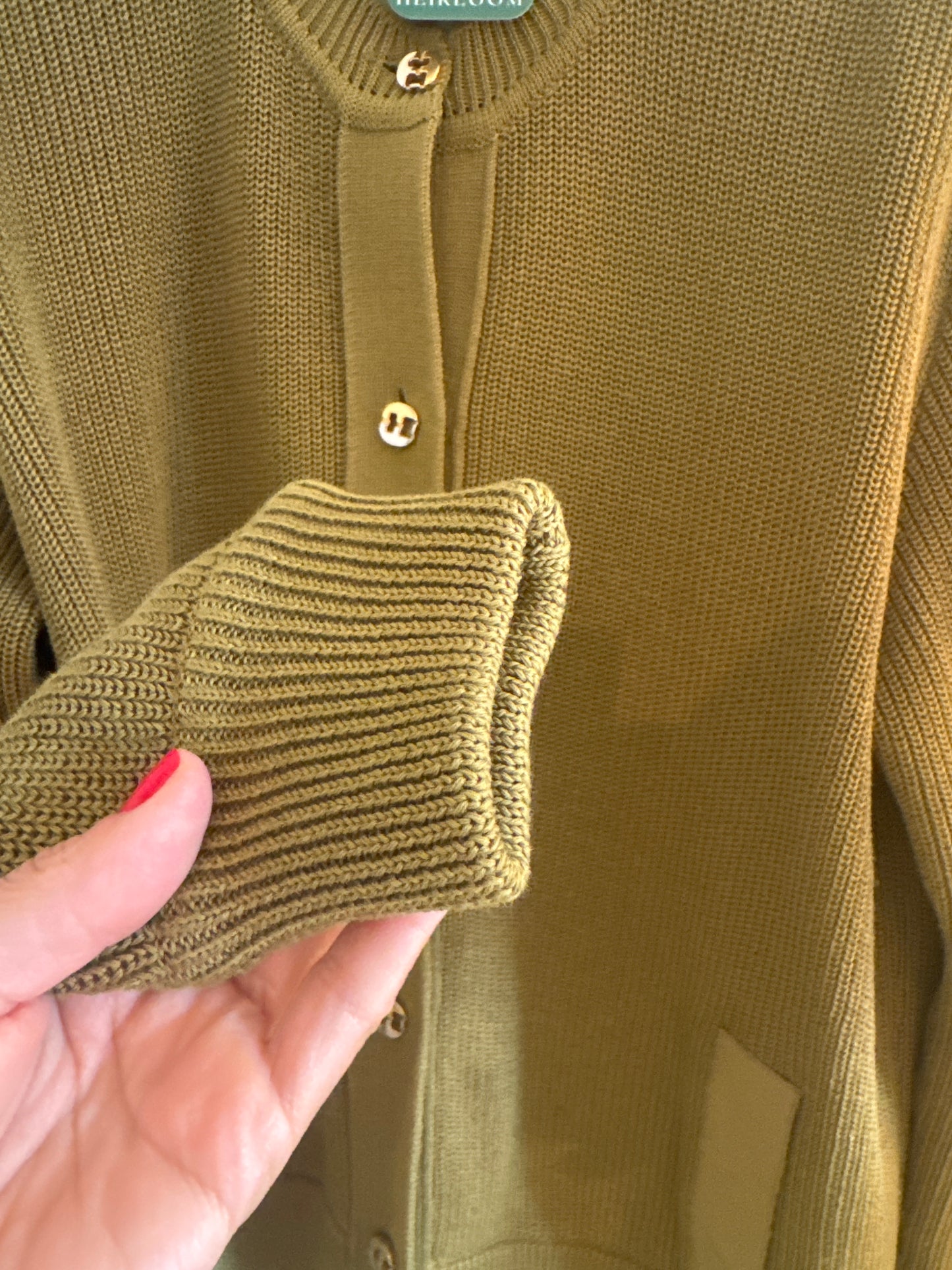 Vinatge Ferragamo olive  green cardigan