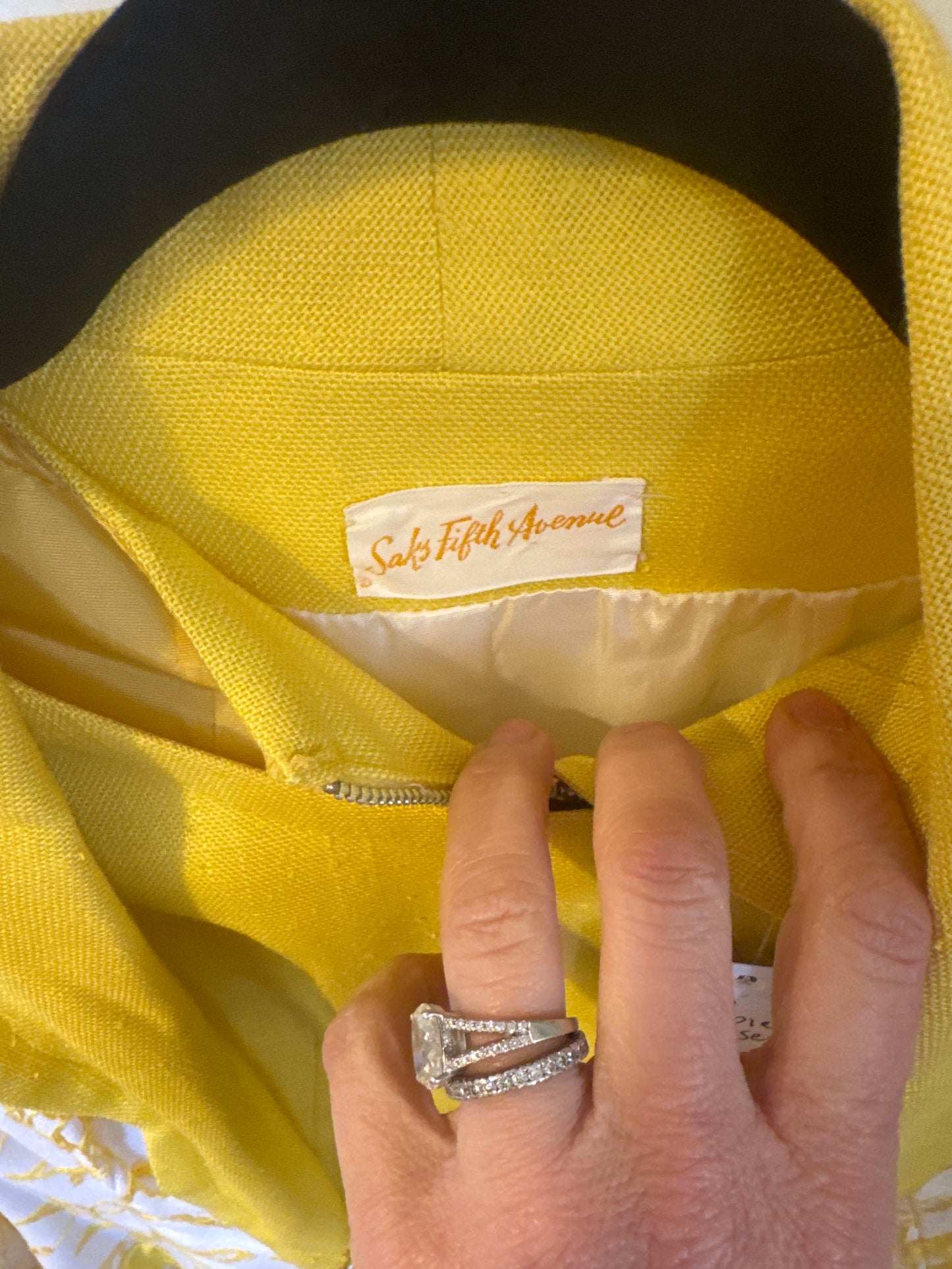 Vintage 60s  Saks, Fifth Avenue, yellow linen shift dress and jacket set