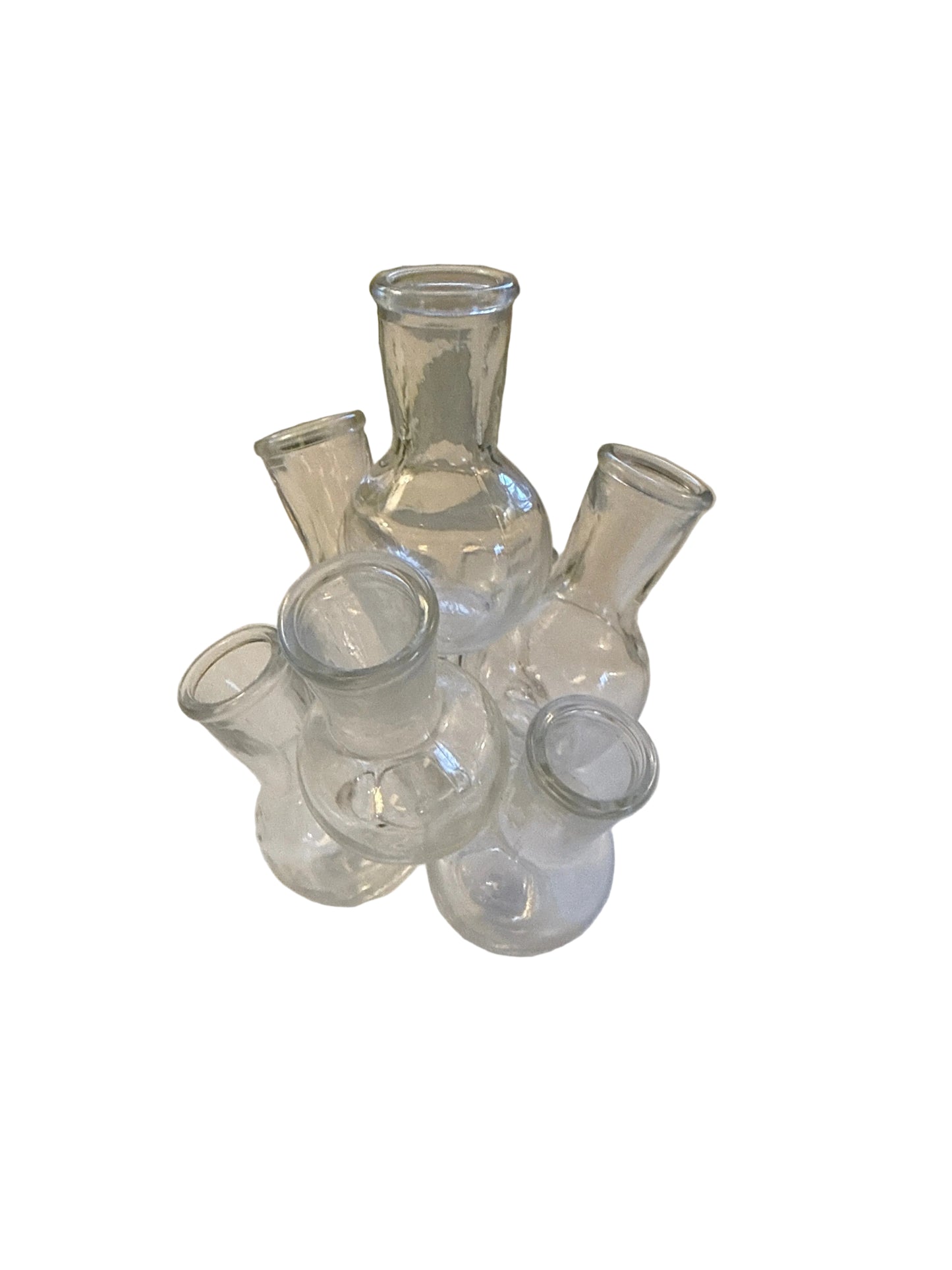 Vintage Clear Glass Multi-Bud Vase Cluster