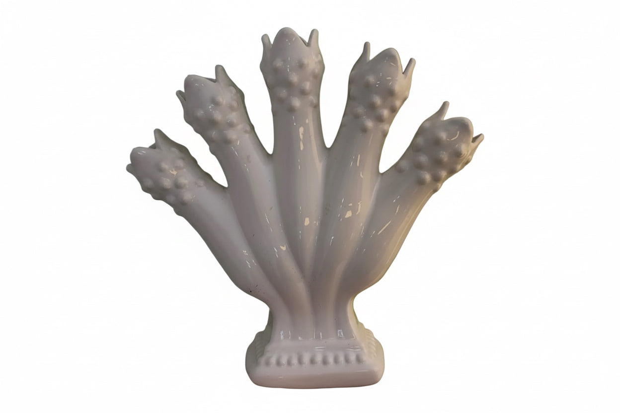 Vintage Italian Ceramic Tulipière Vase | Five-Arm Sculptural Bud Vase