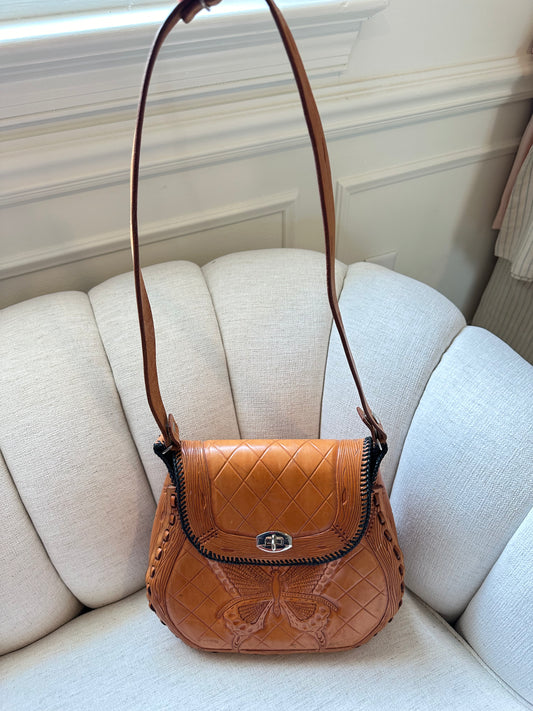Handmade leather butterfly bag