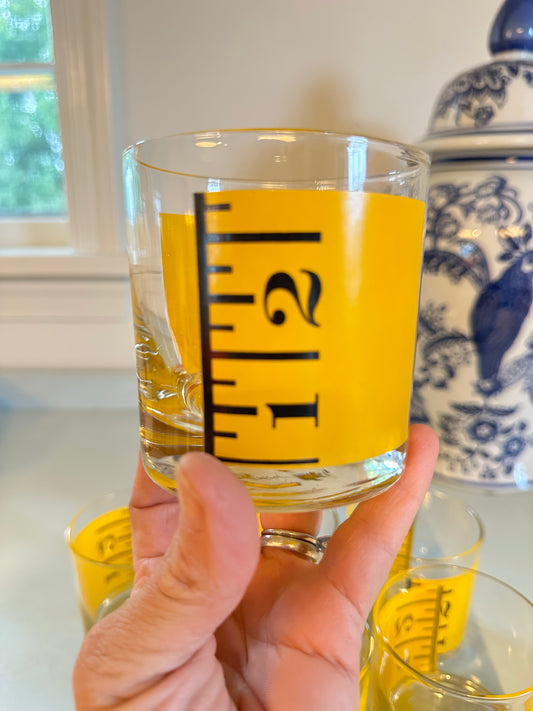 Vintage Yellow Ruler Cocktail Glasses