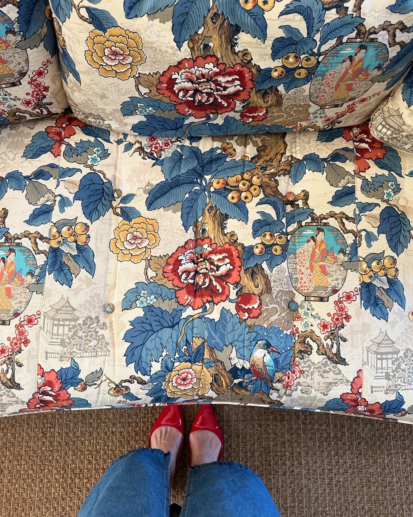 Chinoiserie vintage MCM sofa