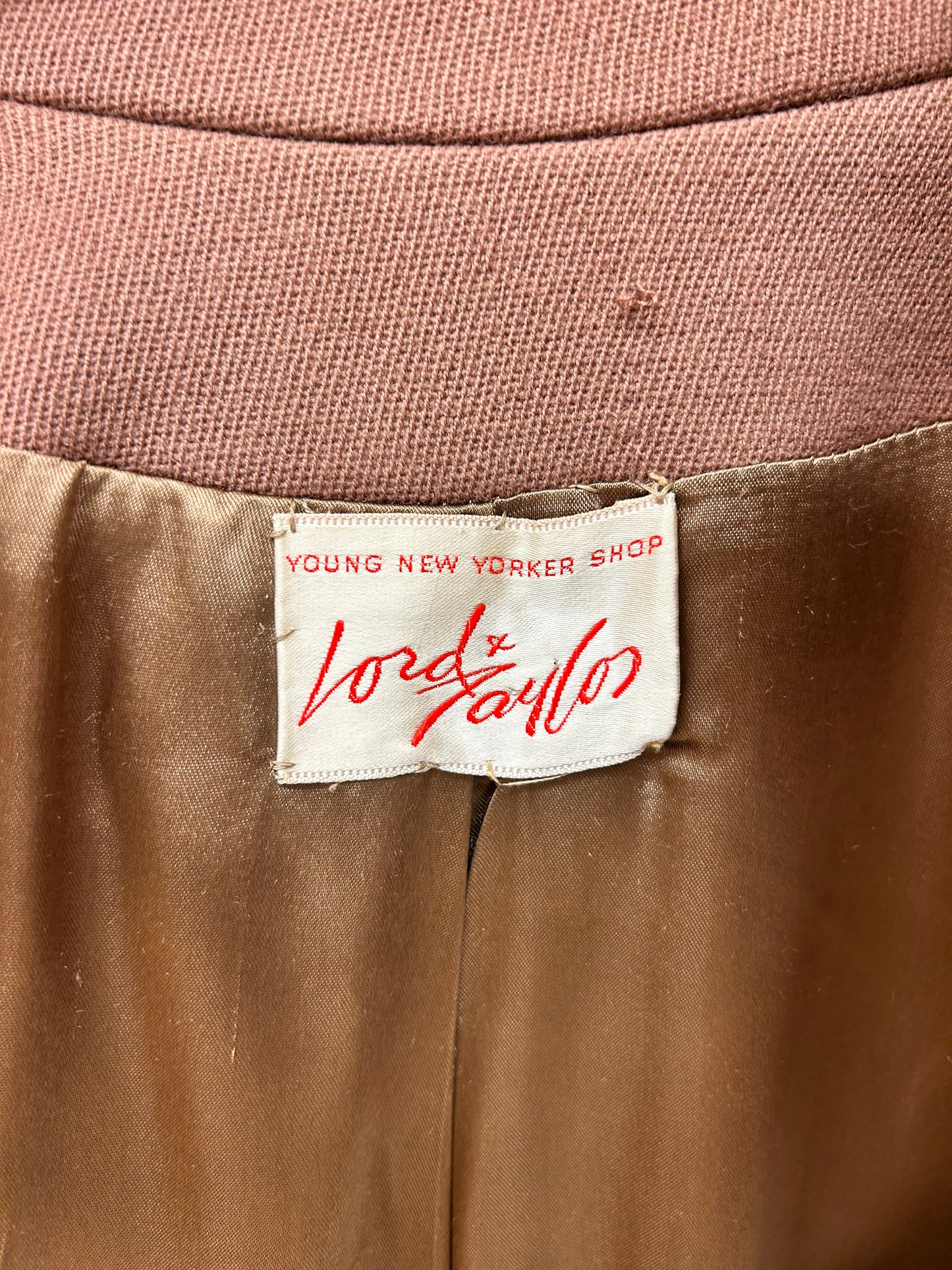 Vintage Lord & Taylor Young New Yorker Shop Brown Wool Coat with Genuine Fur Trim & Belt