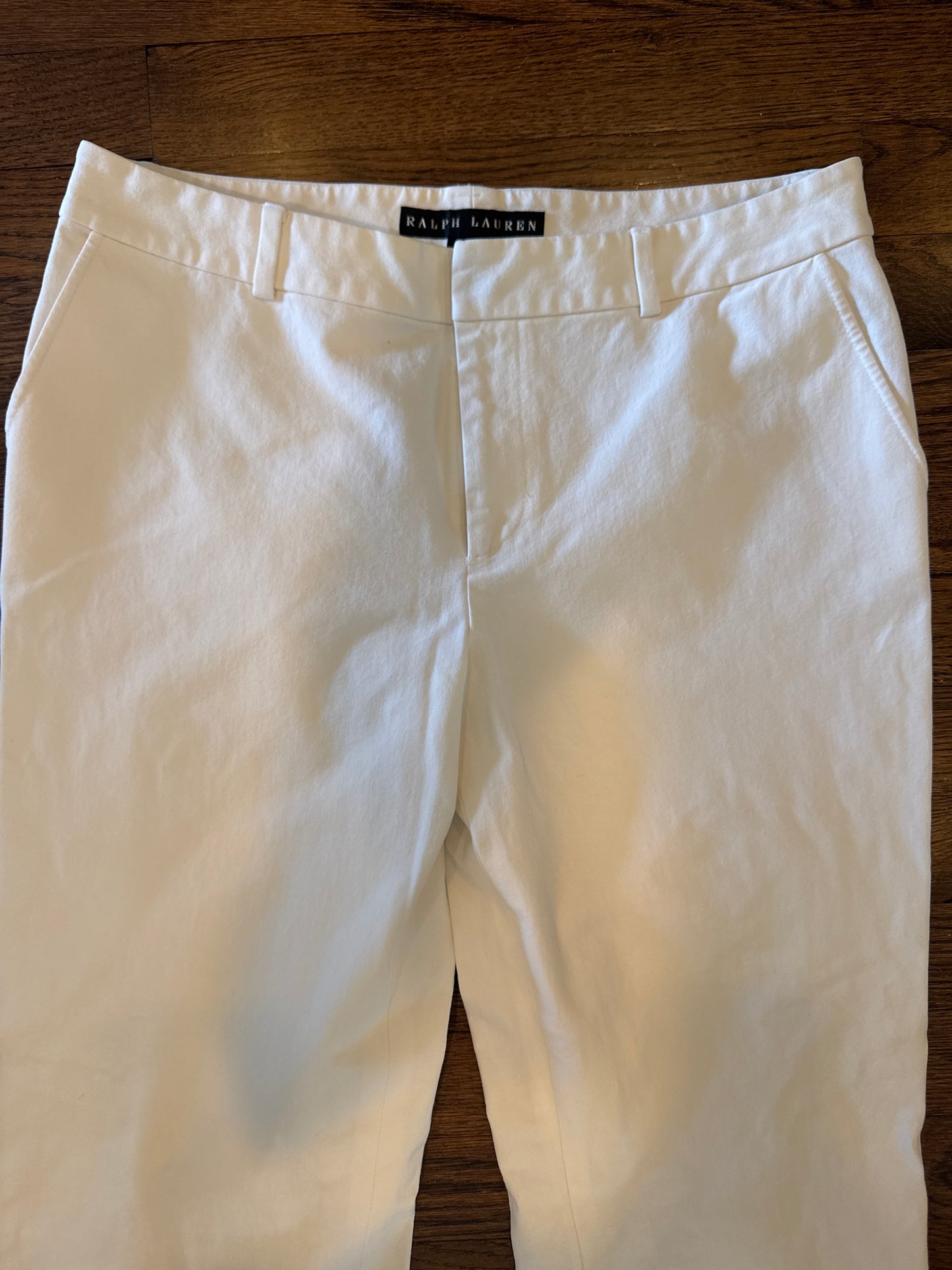 Vintage Ralph Lauren white straight cut women's summer trousers