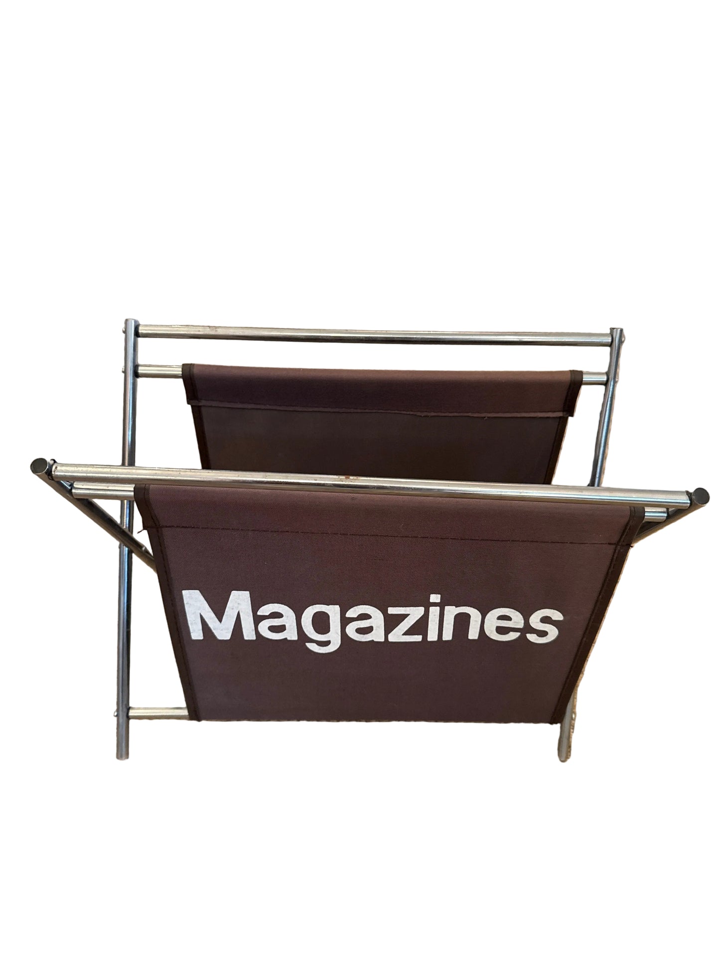 Vintage Chrome & Canvas Magazine Rack