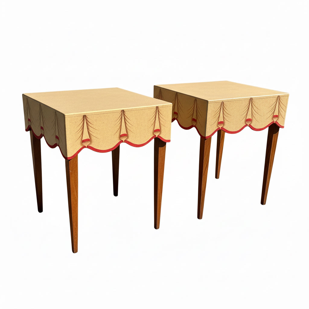 Pair of Patterson Studio faux painted swag side tables