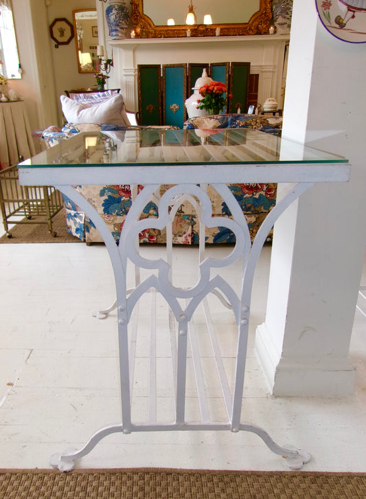 White Clover Leaf Iron + Glass Table