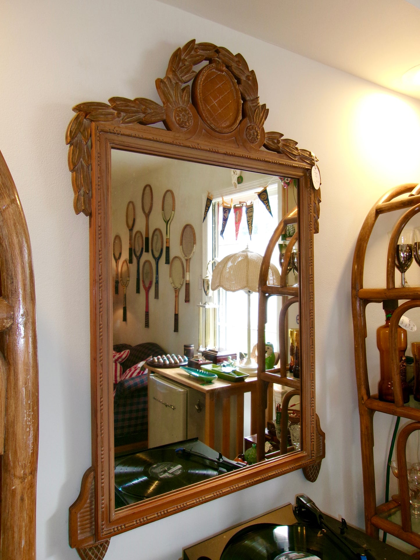 Wood Pineapple Vintage Mirror