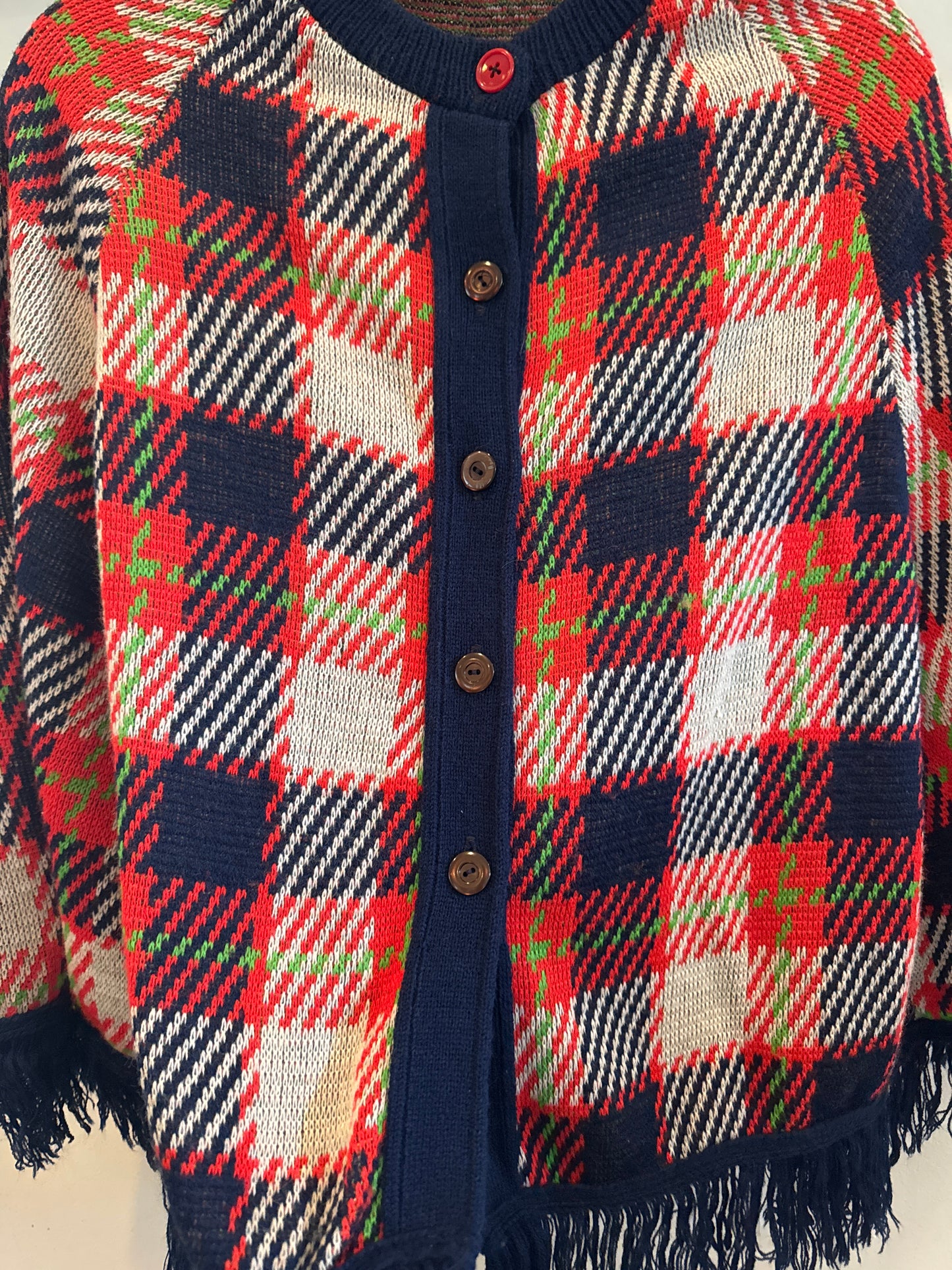 Vintage plaid fringe cape ￼