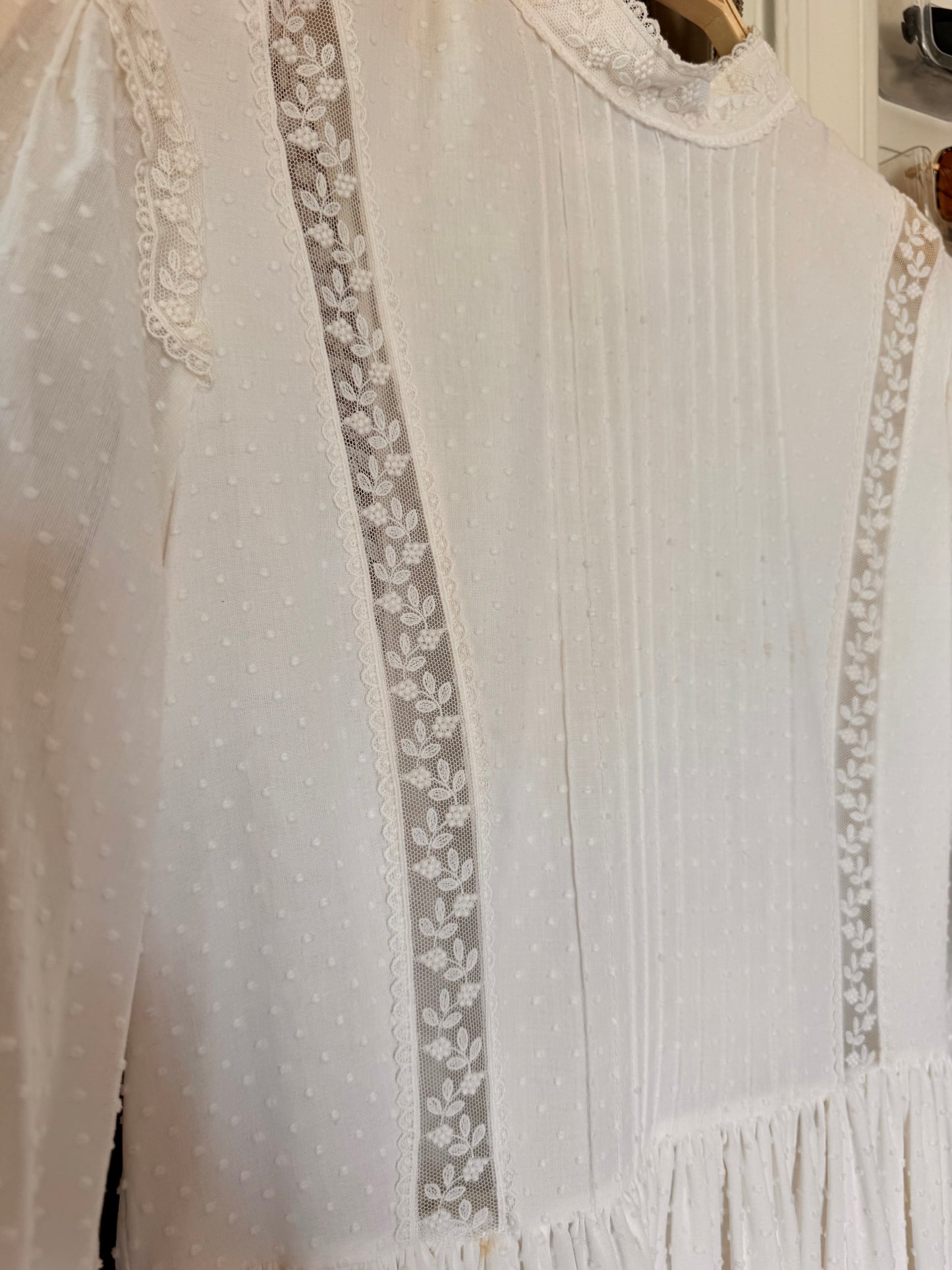Vintage prairie style Laura Ashley, lightweight cotton wedding dress