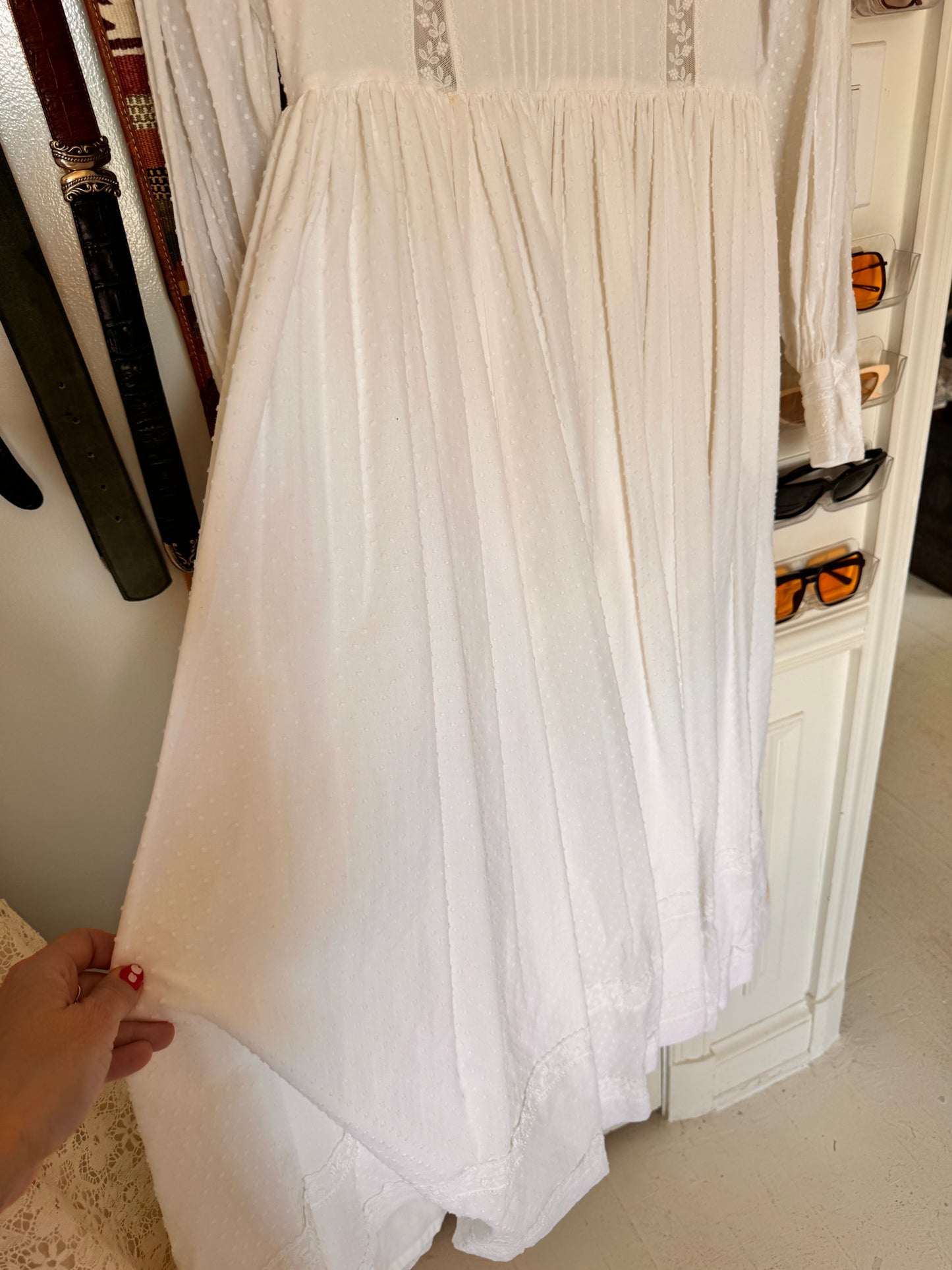 Vintage prairie style Laura Ashley, lightweight cotton wedding dress