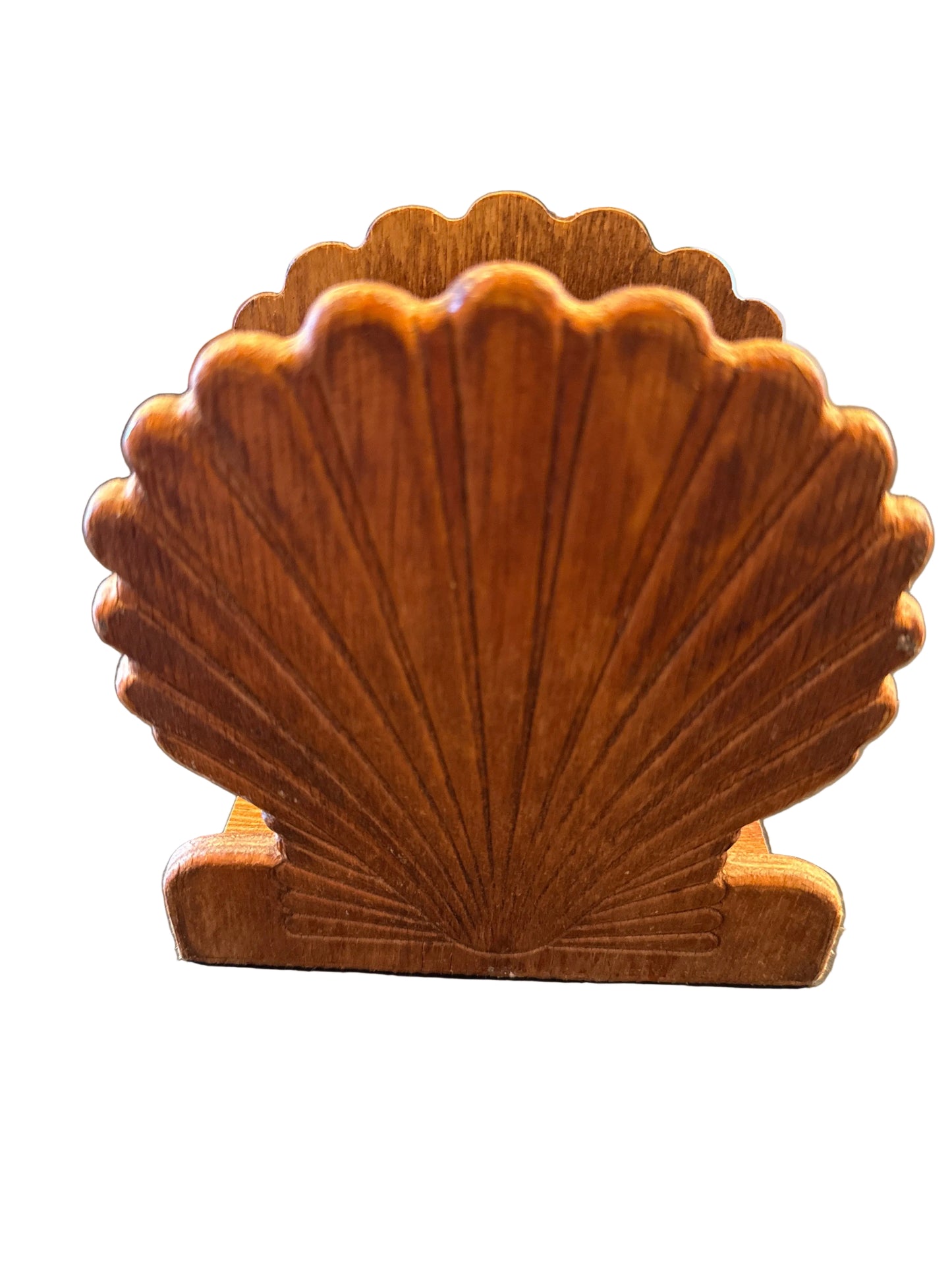 Vintage Wooden Scallop Shell Napkin Holder