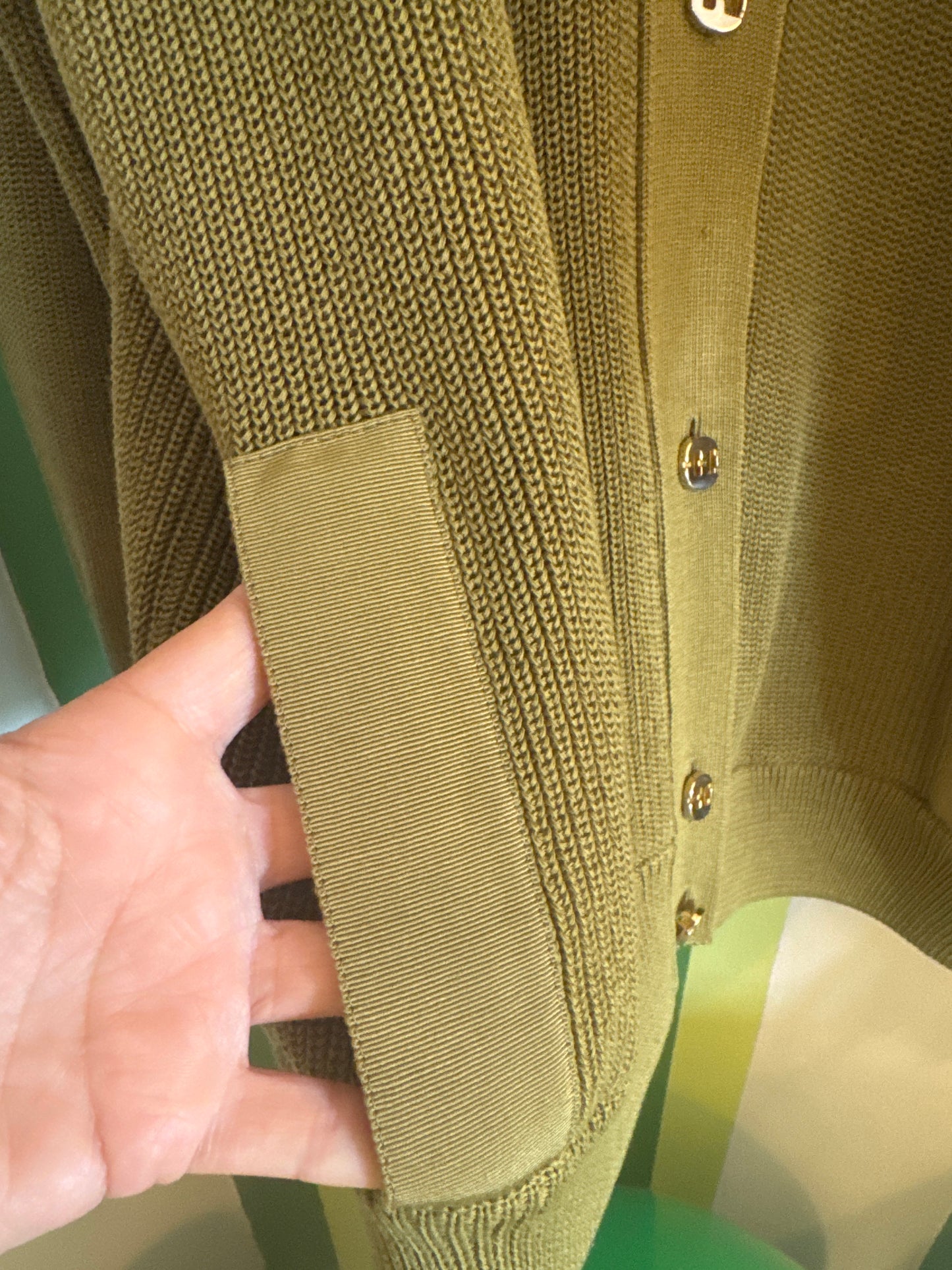 Vinatge Ferragamo olive ￼ green cardigan