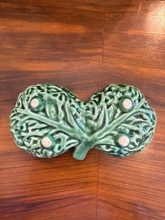Vintage Green Cabbage Leaf Double Dish