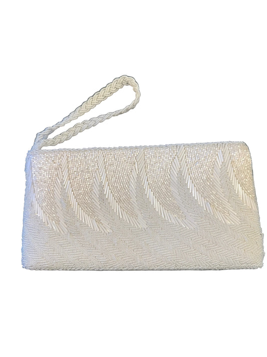 Ivory Hand-Beaded Vintage Clutch