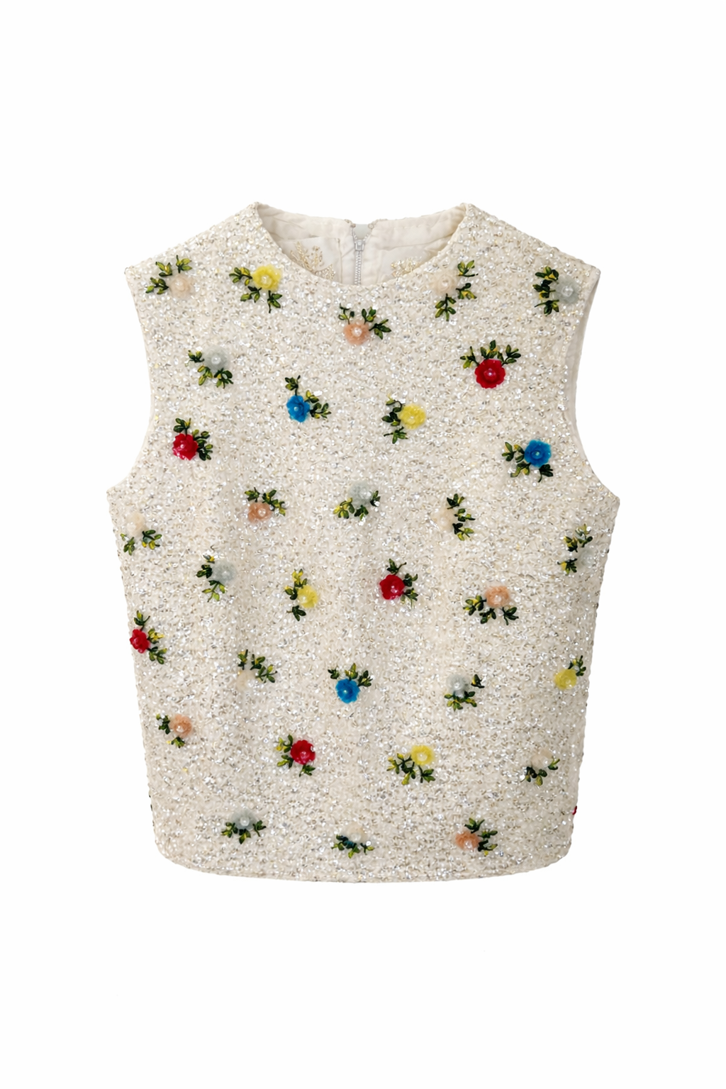 Stunning, mint condition vintage wool sleeveless beaded sweater￼