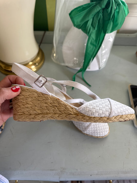 Vintage Ralph Lauren white woven wedges 7.5