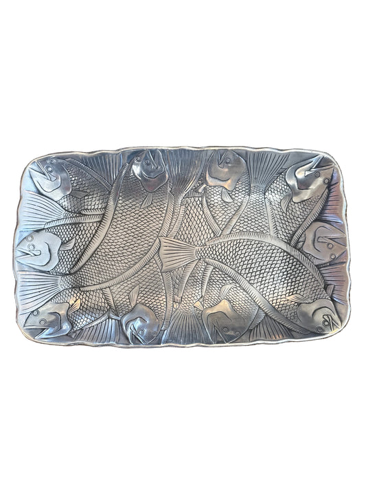 Vintage 1979 Arthur Court Aluminum Fish Motif Serving Platter