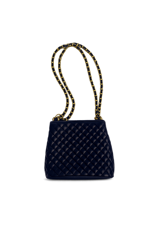 Vintage navy quilted handbag