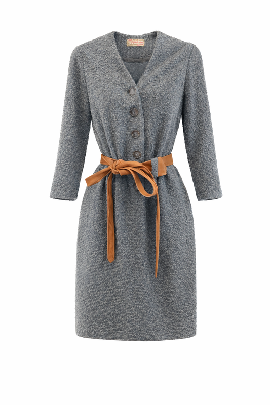 Vintage 1960s boucle button front dress