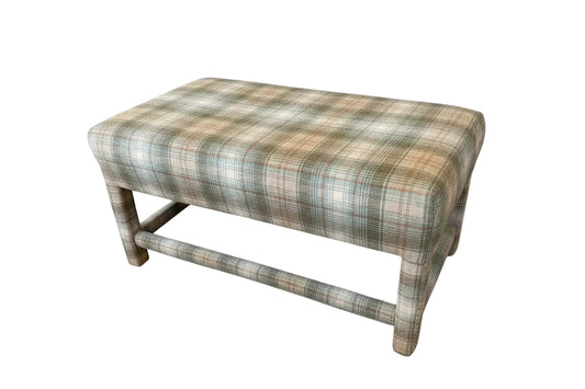 Vintage Plaid Upholstered Bench