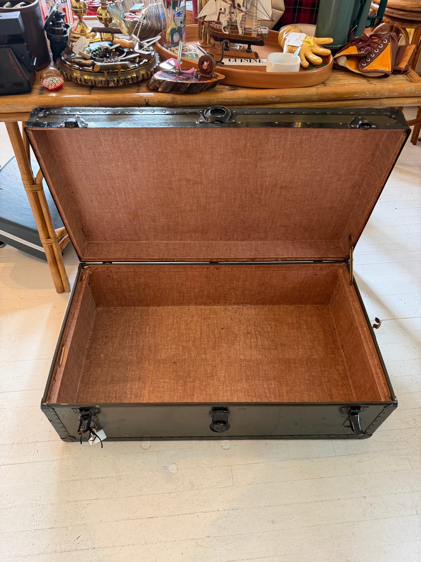 Vintage United States Lines Metal Steamer Trunk