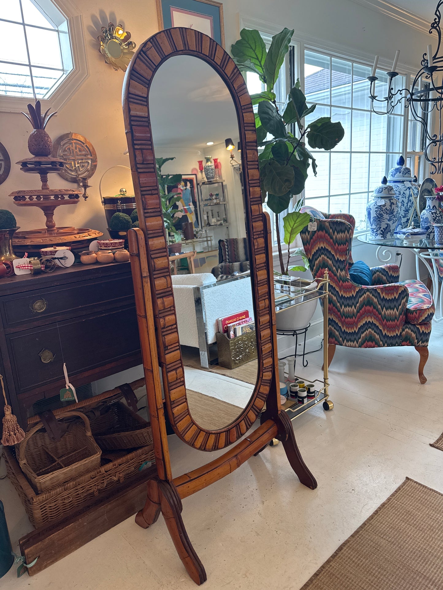 Bamboo Cheval Mirror