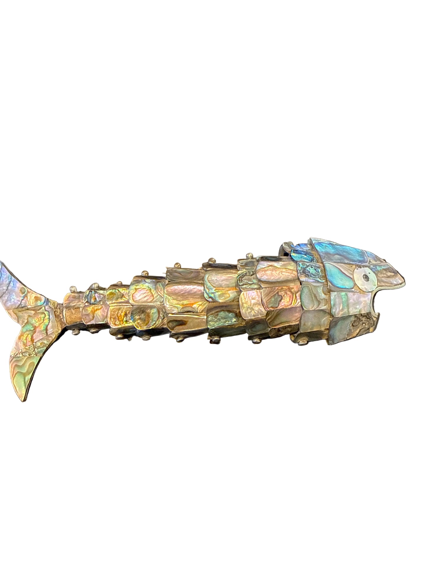 1970s articulating abalone fish bottle opener