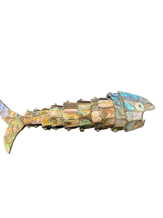 1970s articulating abalone fish bottle opener